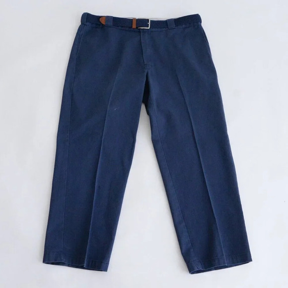 Dickies 874 Original Fit Navy Straight Leg W/ Adjustable Belt Cotton Dress Pants - Picture 1 of 14